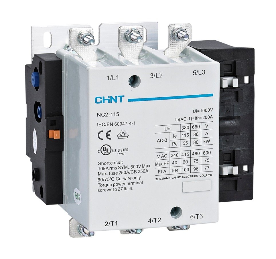 CONTACTOR 115A(AC3) 3P 1NA 220VAC NC1 CHINT